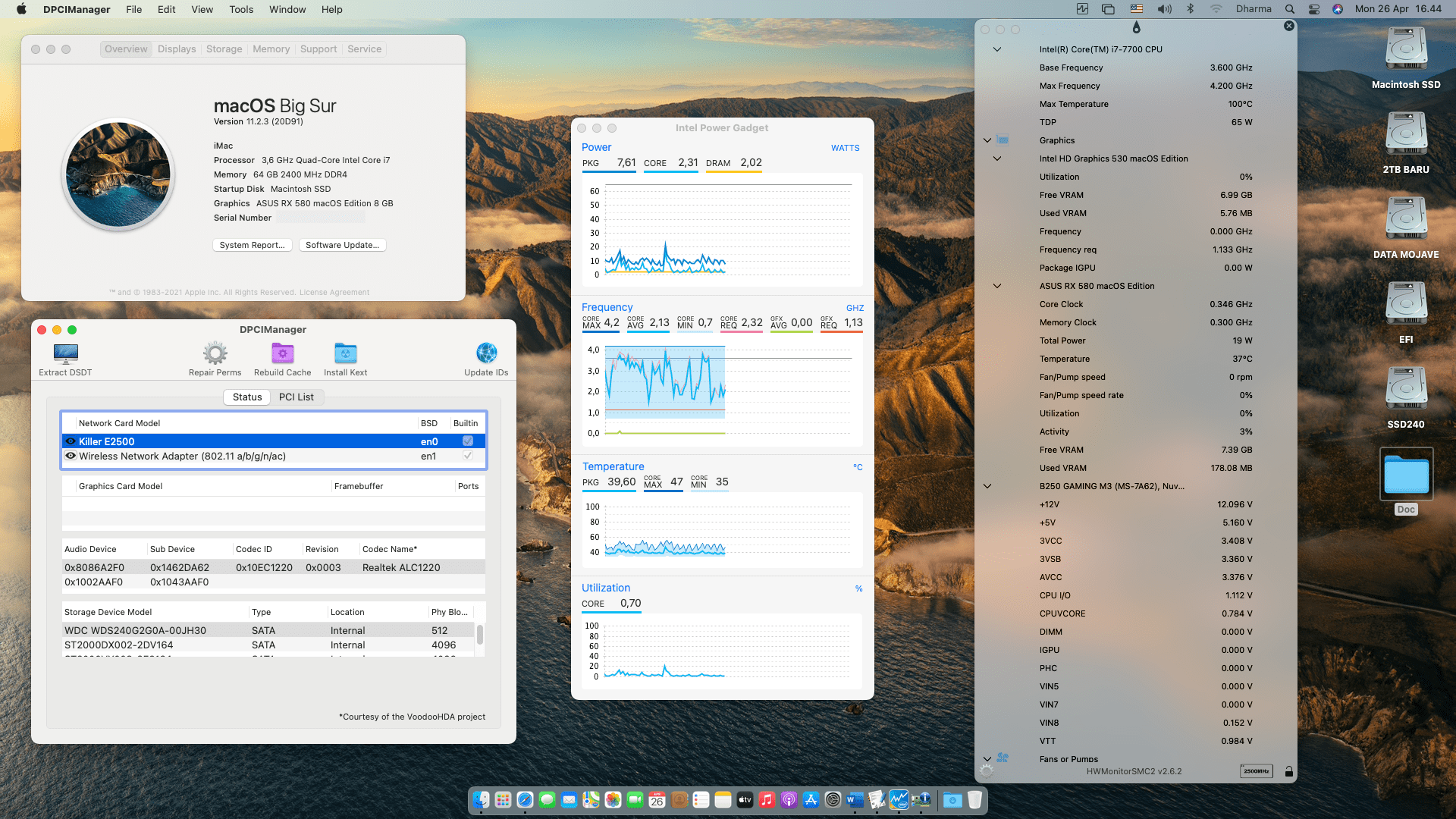 Success Hackintosh macOS Big Sur 11.0.1 Build 20B29 in MSI B250M Gaming M3 + Intel Core i7 7700 + MSI RX 580